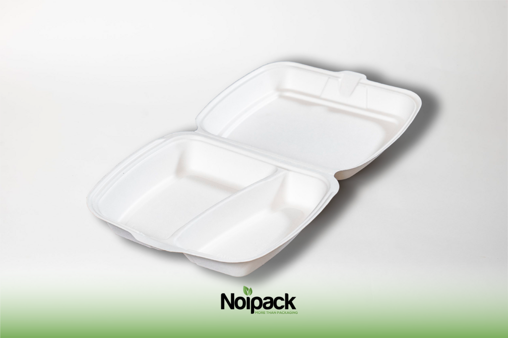 NoiBIO bagasse meal box 2-compartment basic